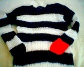 Mohair sweater by camdenlock clothing punk rock new colors black and white stripe handmade knitting