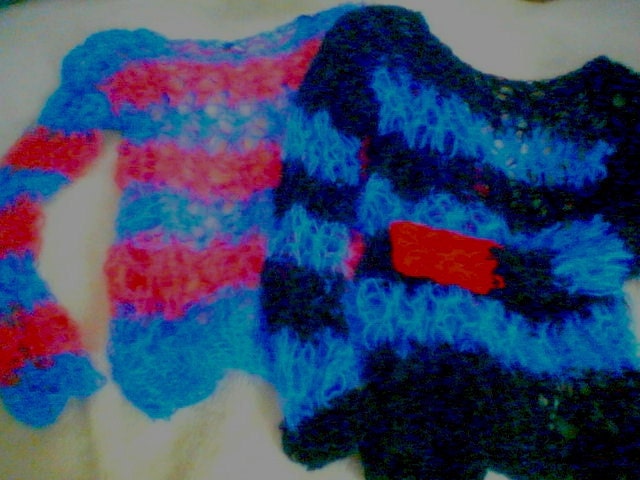 mohair sweater colorful stripe by camdenlock clothing punk rock mods goth hand knit big spider web