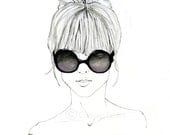 Featherhead No. 02 -- black and white original fashion illustration art print
