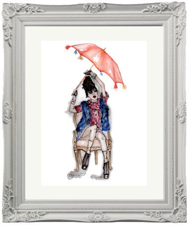 Juicy Rain Fashion Illustration -- watercolor fashion art print