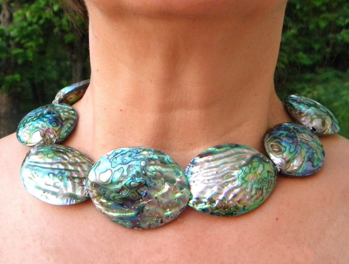 BIG and BOLD abalone necklace with sterling clasp