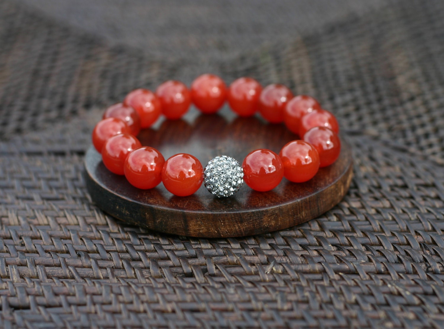 Carnelian and Pave Swarovski Gemstone Bracelet for Success