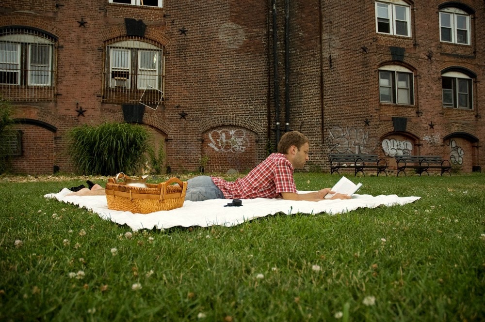 Picnic and Beach Blanket - raw silk, large