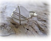 Beach Glass Seaglass Ring White Beach Glass Ring Size 7