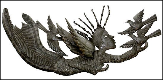 34" Angel Metal Art Wall Hanging - Haitian Recycled Steel Drum Art - 1641