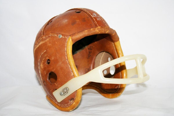 Old Leather Football Helmet - flattirevintage