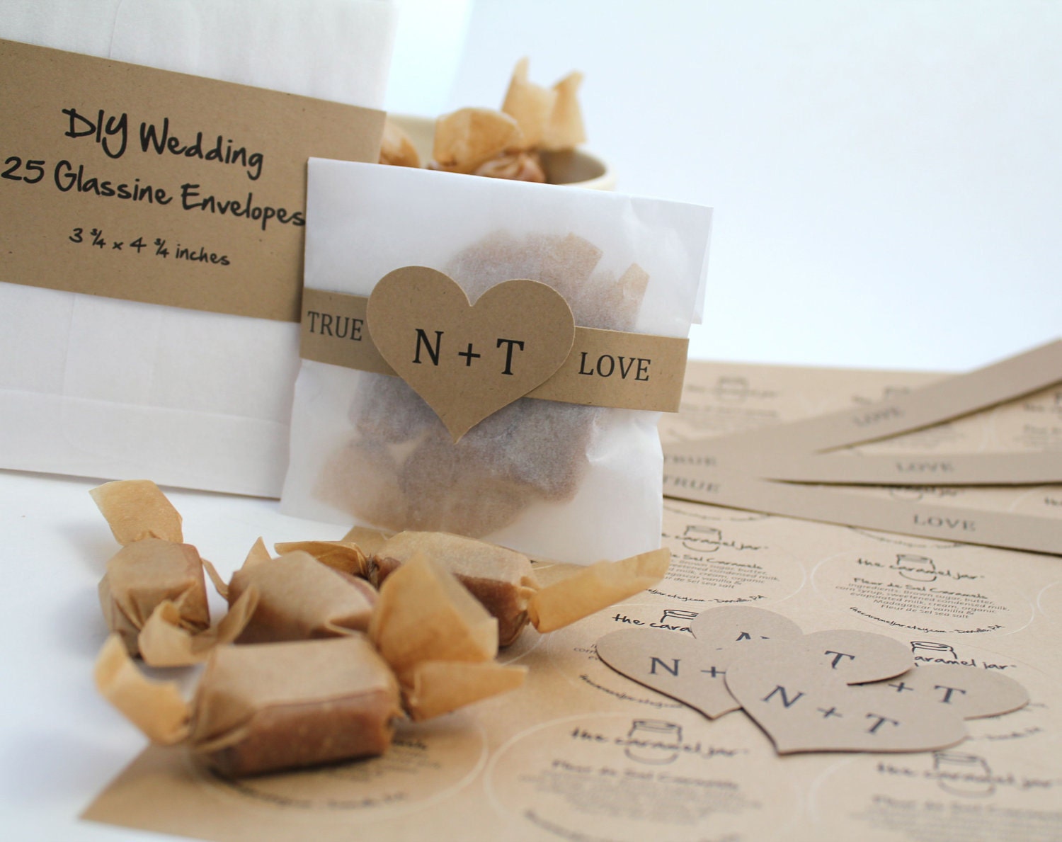 DIY Fleur de Sel Caramel Wedding Favor Packages  - 100 guests - As Seen in BRIDES Magazine