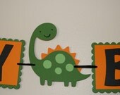 Happy Birthday green and Orange Dinosaur banner Il_170x135