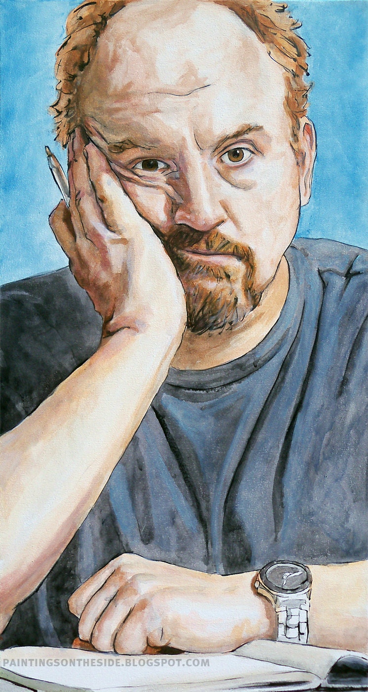 Original 30x16in painting of comedian LOUIS CK