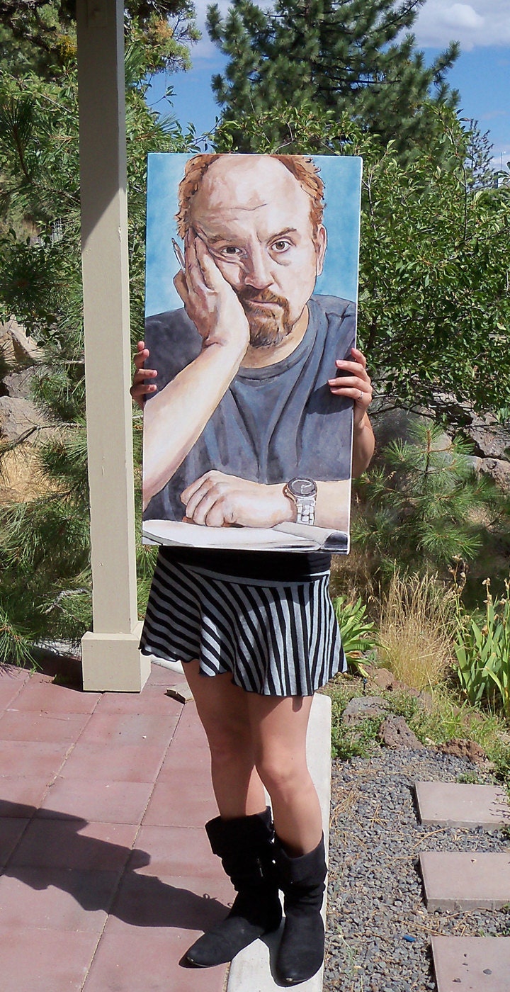 Original 30x16in painting of comedian LOUIS CK