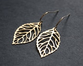 Gold Dangle Leaf Earrings