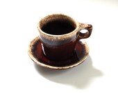 Vintage Hull Brown Drip Mug and Saucer