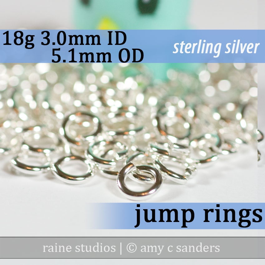 15 pcs 18g 3.0mm ID 5.1mm OD sterling silver jump rings 925 18g3.00 open jumprings jewelry supplies findings links
