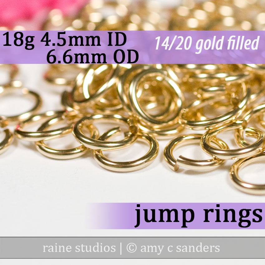 62 pcs 18g 4.5mm ID 6.6mm OD 1/4 troy oz gold filled jump rings 18g4.50 goldfill jumprings 14k goldfilled jewelry supplies findings