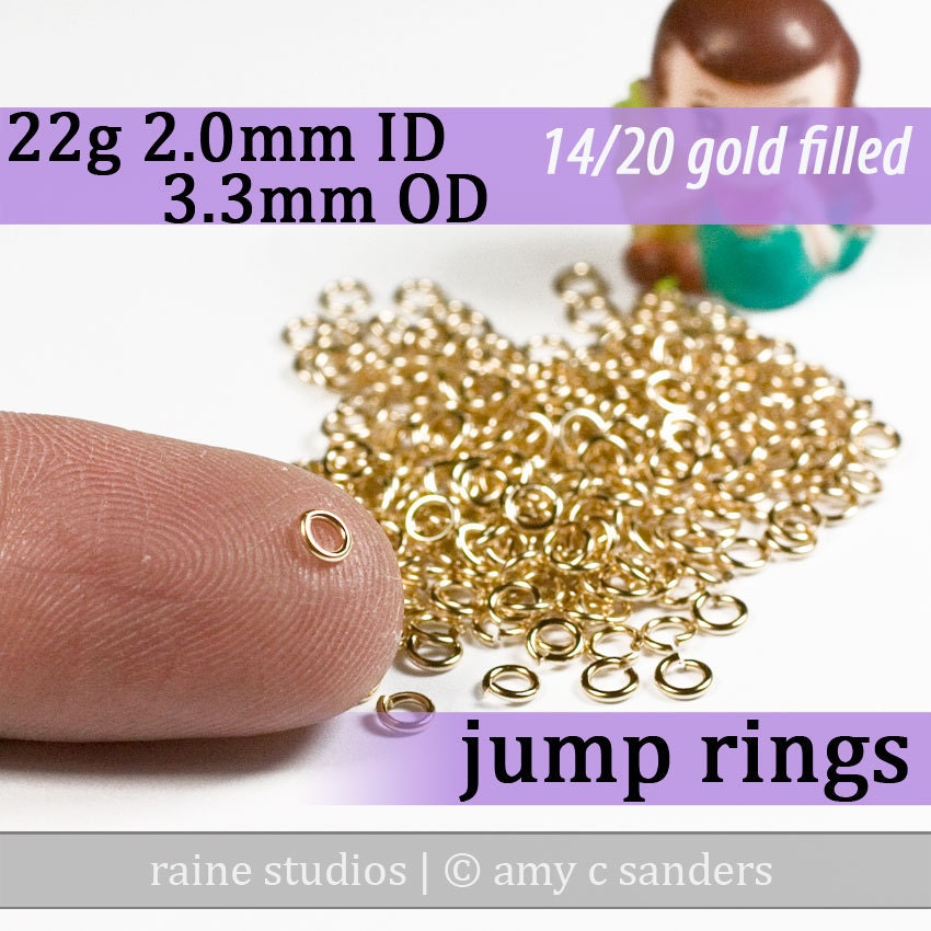 163 pcs 22g 2.0mm ID 3.3mm OD 1/8 troy oz gold filled jump rings 22g2.00 goldfill jumprings 14k goldfilled jewelry supplies findings