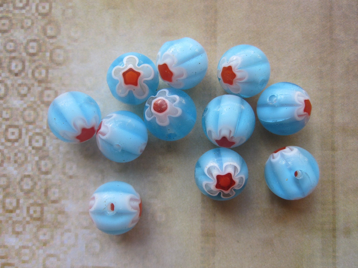 Milifore Floral Beads Sky Blue