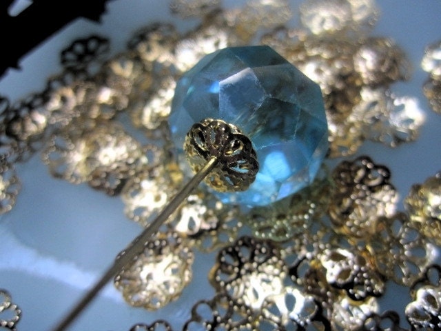 Small Filigree Bead Caps Brass Metal Floral x 100 pcs