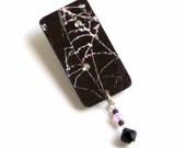 Lapel Pin Spooky Jewelry Decoupaged Brooch  Cobweb Spiderweb Black