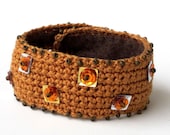 Bracelet Boho Bracelet Beaded Crocheted Cuff Gold Butterscotch Bohemian Jewelry Wearable Art Summer Fashion Jewelry