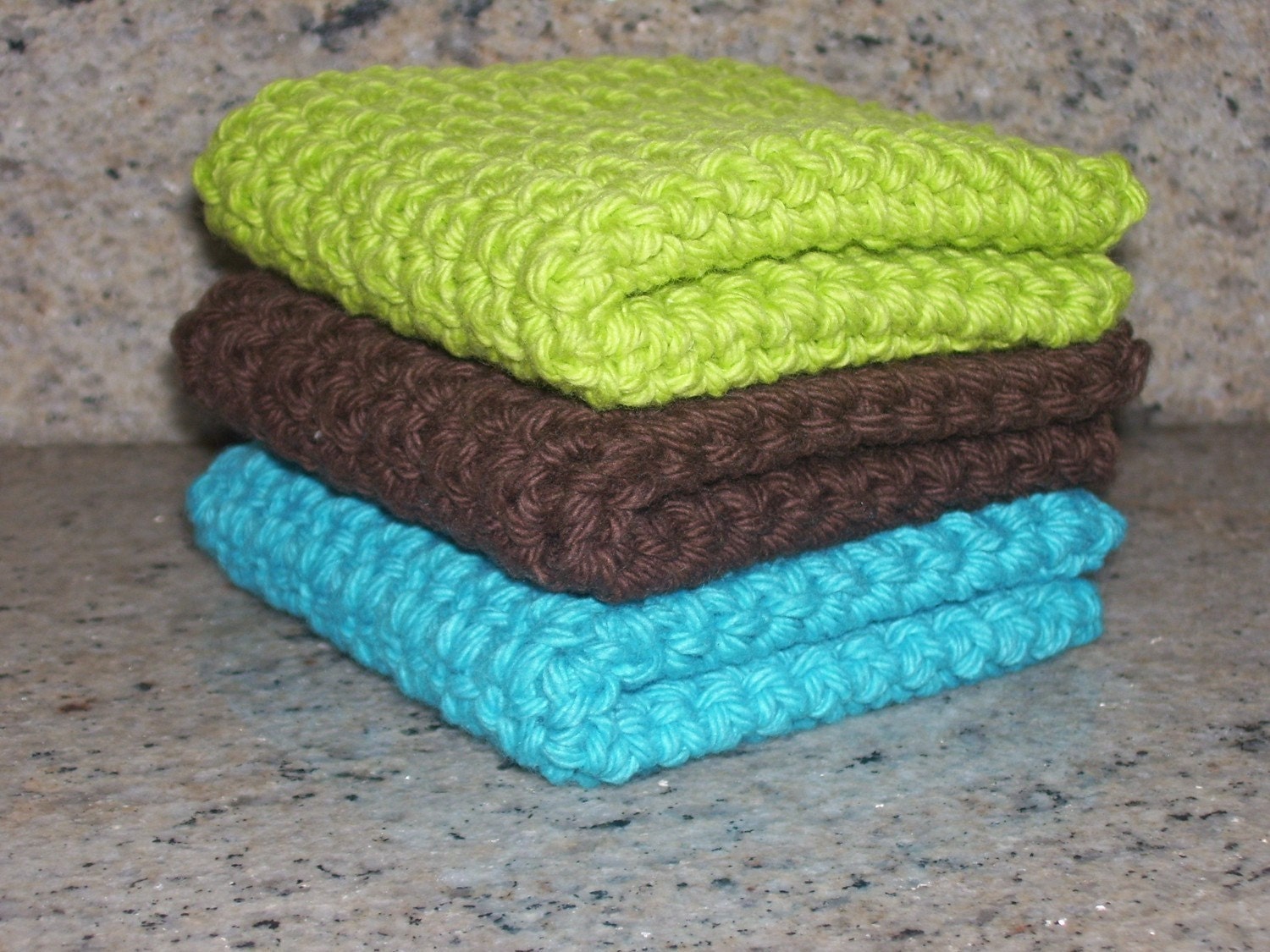 Crochet Wash Cloths  /  Dish Cloths / 100% Cotton / Set of 3