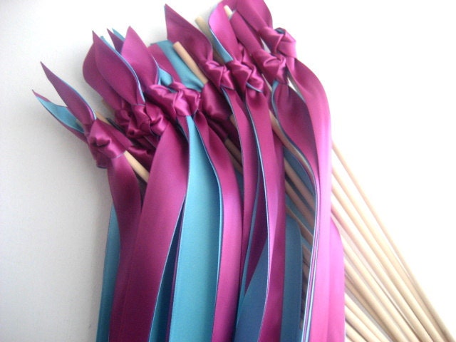 150 Fall Wedding Wands: Any Color Two Satin Ribbon Streamers No Bells