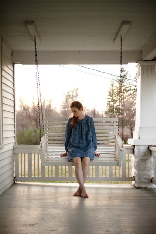 Silk/Linen Blue Henriette Dress