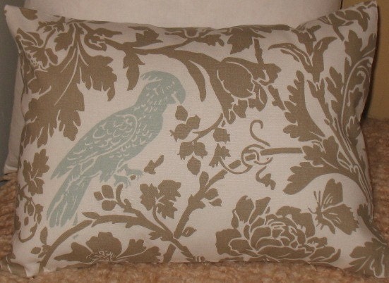 NEW 12 x 18 Lumbar Pillow Cover Barber Taupe Robin