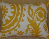 NEW 12 x 18 Lumbar Pillow Suzani Corn Yellow