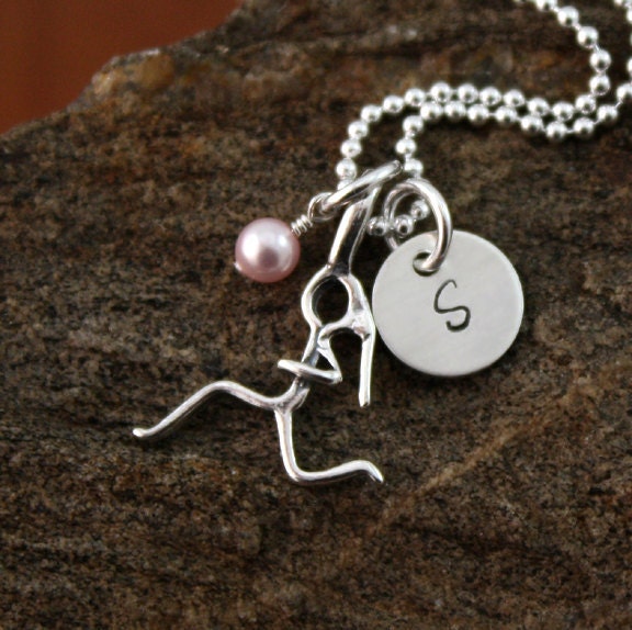 Run, Girl, Run - Runner Girl Necklace - Sterling Silver Hand Stamped Runner Necklace