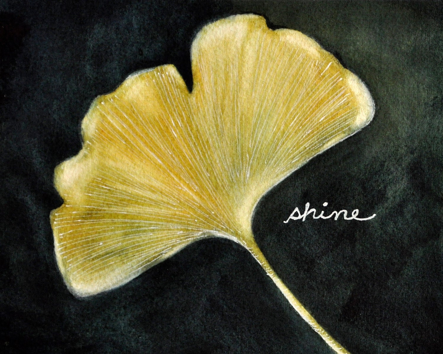 Lucky Ginkgo leaf -  print of original watercolor painting 8 x 10 in