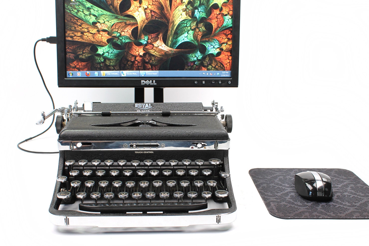USB Typewriter -- iPad Dock and Computer Keyboard -- Royal Deluxe with Chrome Accents