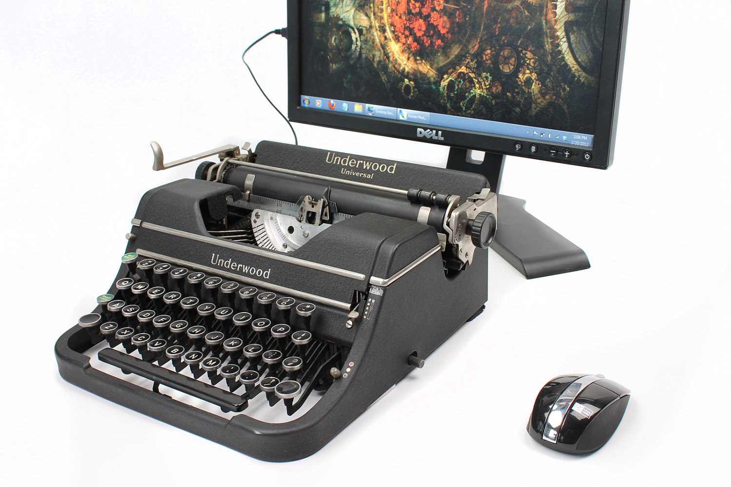 USB Typewriter Computer Keyboard -- Mottled Black Underwood Ace