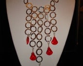 Ruby Red Cascade Necklace and Earrings