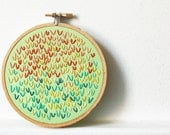 Hoop Wall Art. Hand Embroidered Wishbone Circle in 4 inch Hoop. Mint, Red, Blue, Aqua. By merriweathercouncil on Etsy