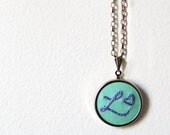 Fabric Initial Necklace. Fiber Jewelry. Personalized Initial Hand Stitched by merriweathercouncil on Etsy