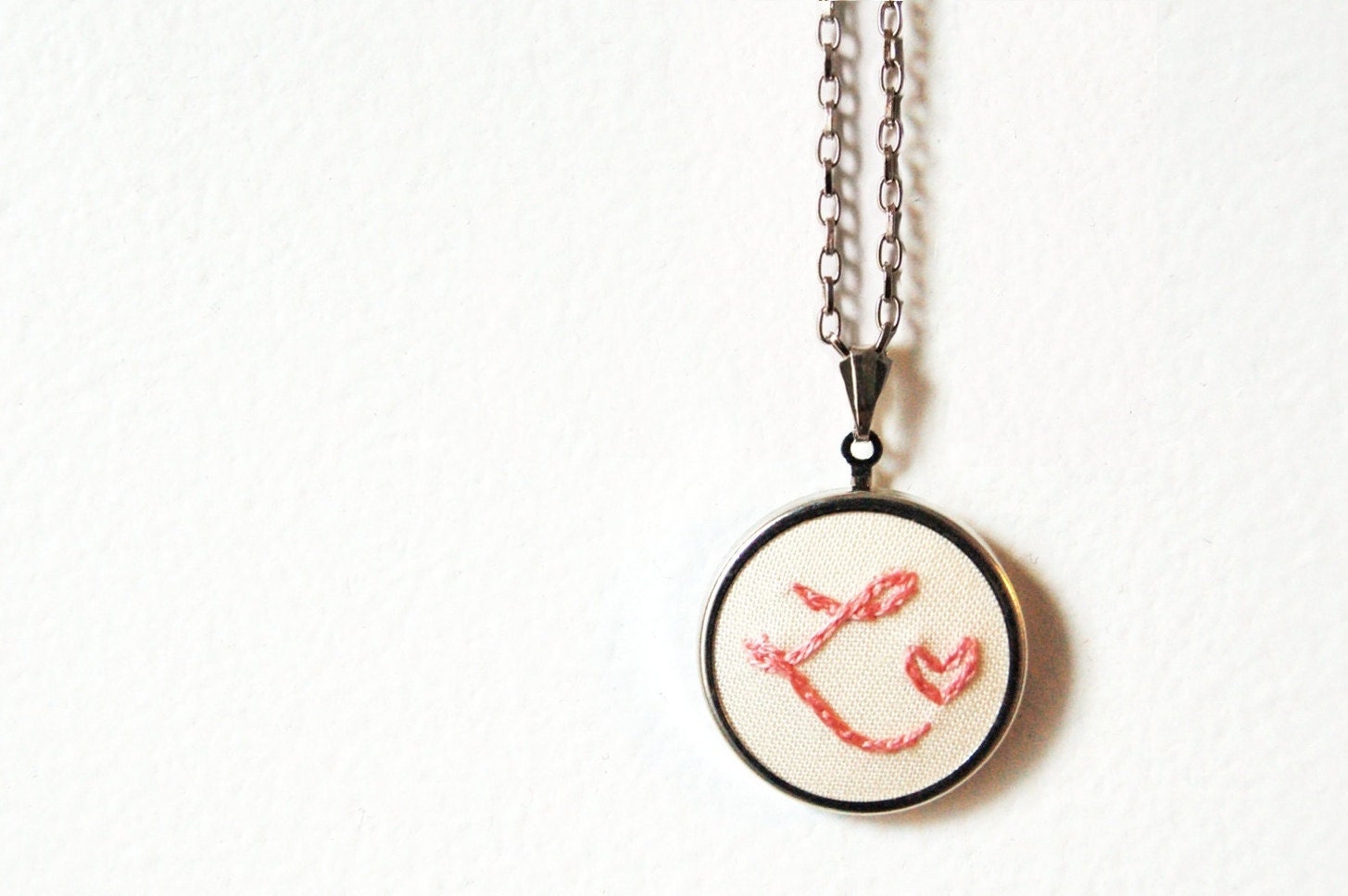 Bridesmaid Necklace. Hand Embroidered Initial Charm Necklace, Many Colors to Choose From. Merriweather Council
