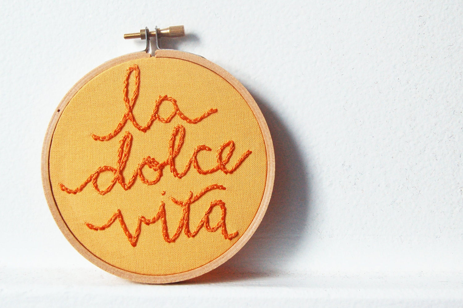 Hand Embroidered Sign in Embroidery Hoop. La Dolce Vita. Hand Stitched by merriweathercouncil on Etsy