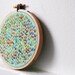 Ocean Swim. Hand Embroidery in 4 inch Hoop. Wishbone Stitch Circle. Green, Peach. By merriweathercouncil on Etsy