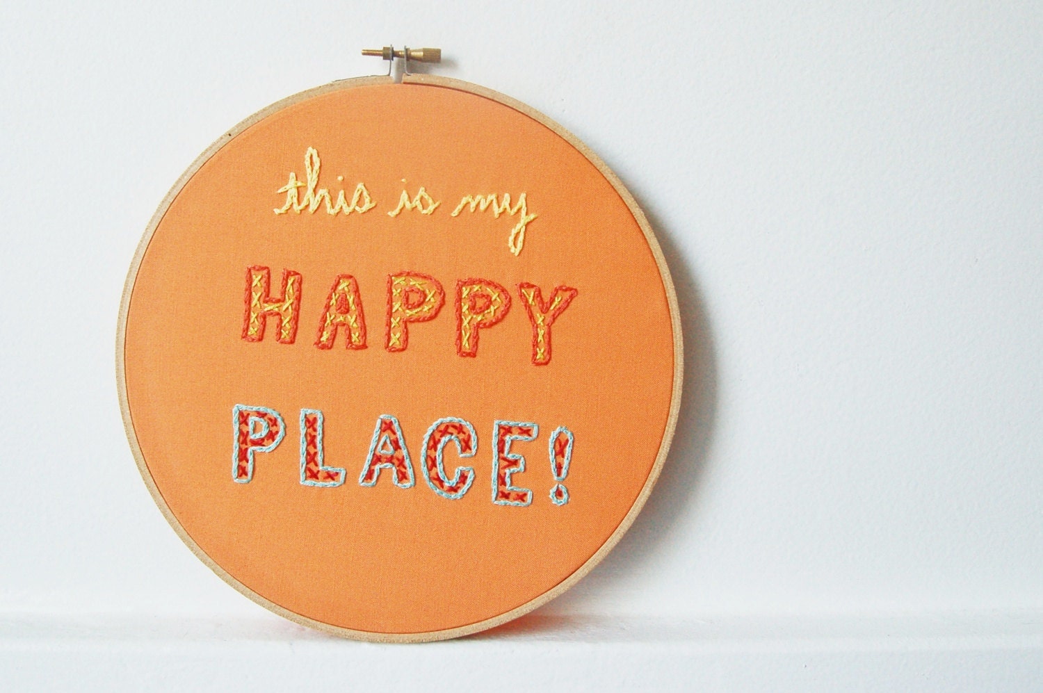 Embroidery Hoop Art. Design Your Own "This is My Happy Place" Sign 8 inch Wooden Embroidery Hoop by merriweathercouncil on Etsy