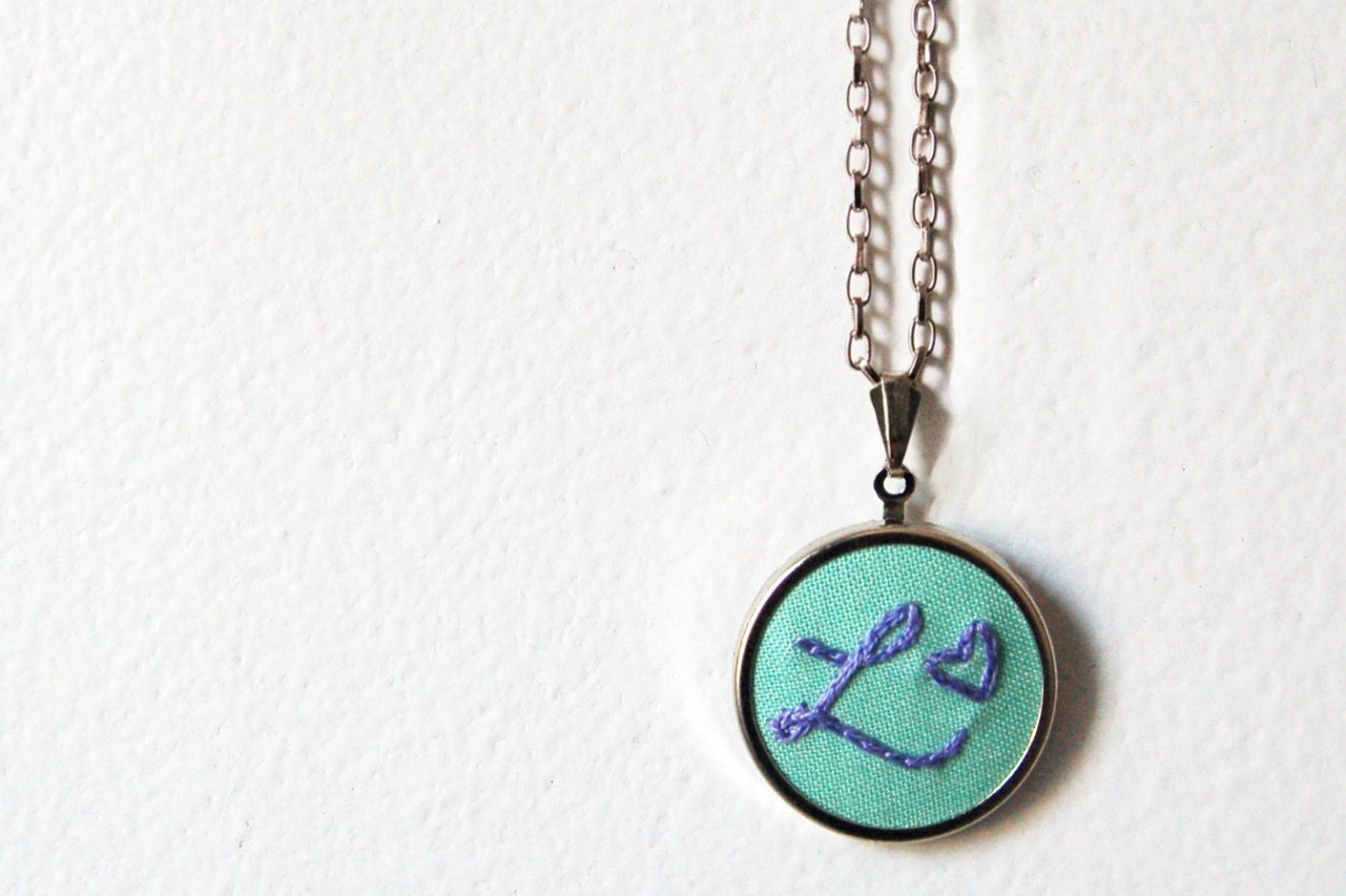 Fabric Initial Necklace. Fiber Jewelry. Personalized Initial Hand Stitched by merriweathercouncil on Etsy