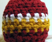 Football Team Beanie, Boy Beanie Hat - Gold with Red - Or Your Favorite Sports Colors, You Choose Size