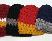 Boy Beanie Hat - Crochet Chunky Style - Choose Your Favorite Sports Colors - also available in other sizes