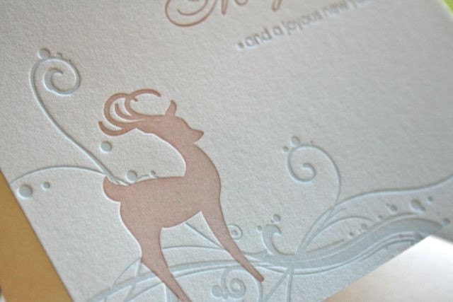 Reindeer Letterpress Christmas Card Set of 6