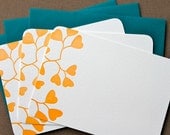 Tangerine Ginkgo Letterpress Notecards Set of 3