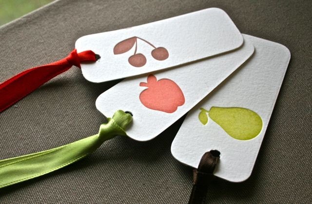 Fruit Letterpress Gift Tag Set of 3