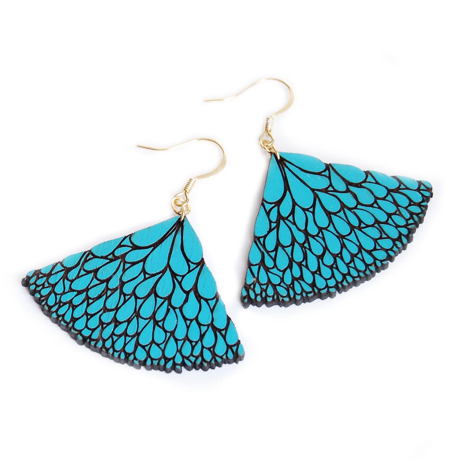 Semiabanico- walnut earrings