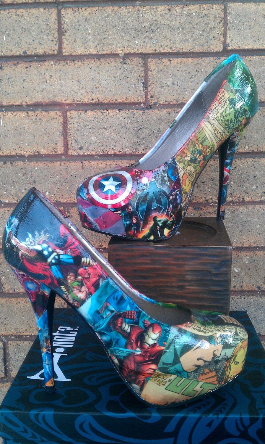 Avengers Comic book Big Heels (some vintage comics used)