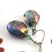 Czech Glass Green - Purple Faceted Crystal Brass Earrings
