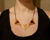 Handmade Tooled Leather Necklace - Multicolor Triangles