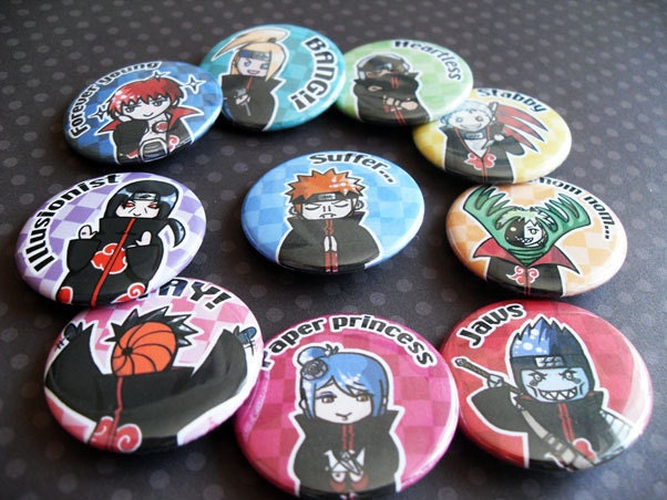 Akatsuki Members Naruto Character Pinback Buttons